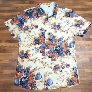 Fashion floral print button-down shirt size large